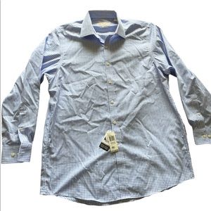 Blue and White Checkered MICHAEL Michael Kors Button Down Shirt